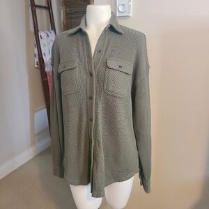 Shirt Waffle Button Up Shirt Size S Sage Lazypants